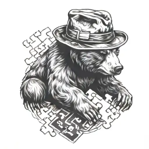 Bear With Hat And Puzzle