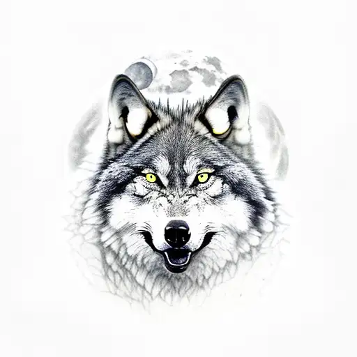 A Lone Wolf Howling At The Moon Alone