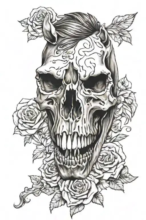 Realistic Half Horse Half Skull Horse