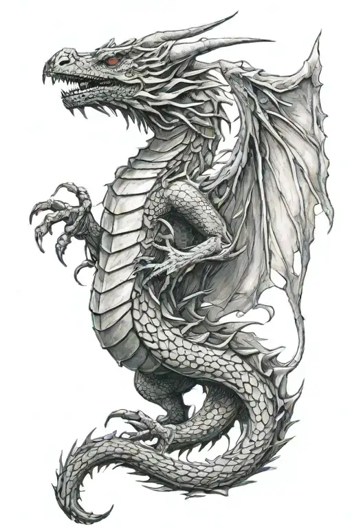Dragon With Wings Emerging