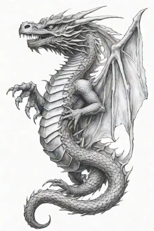 Dragon Head With Wings Emerging