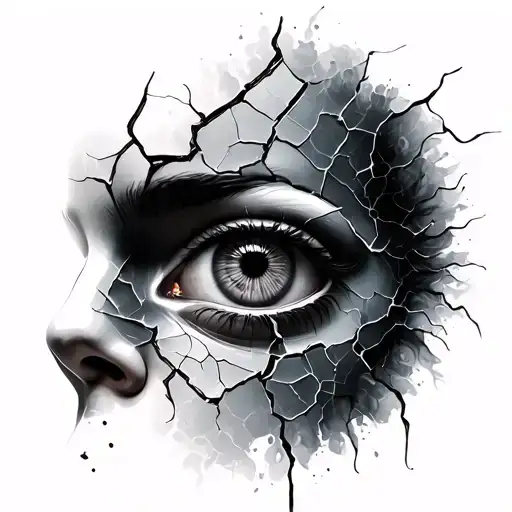 Clouded Eye In A Cracked Mask Grey And Black