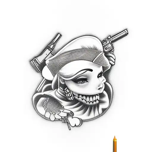 Slutty Whore In Stockings With A Gun