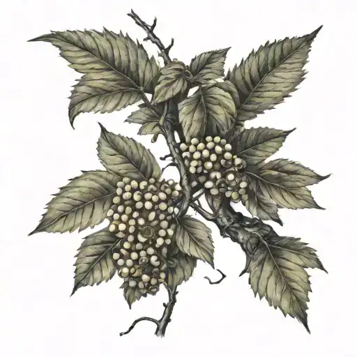 Hawthorn And Hazel Tree Intertwined