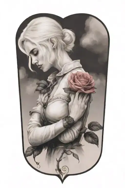 Ciri Snifing Rose In Storm