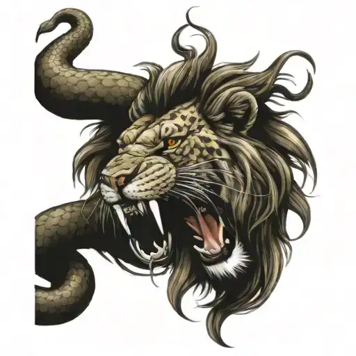 Snake And Lion Roaring