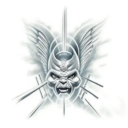 Dna Shaped Tattoo Inside Of The Gaps There Will Be Demon And Angel Figures