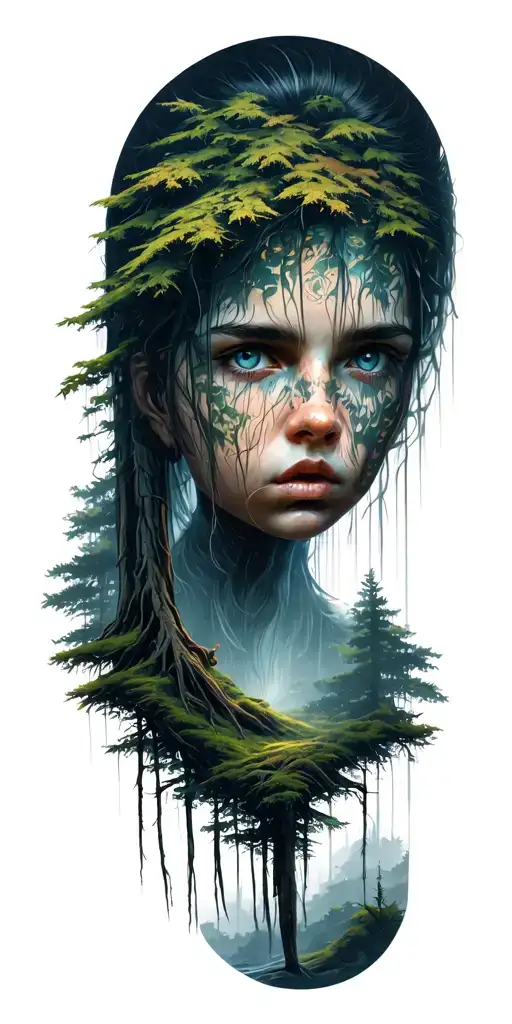 Dark Forest Scene With A Hidden