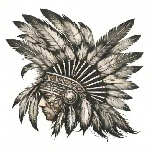 Indian Headdress Being Worn