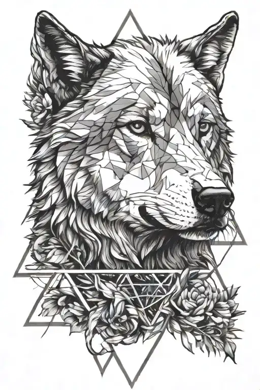 Wolf In A Triangle Outline Intertwined