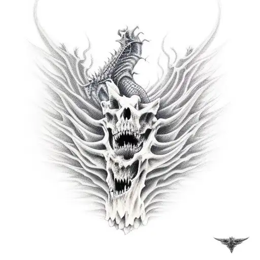 Bone Dragon Clawing Up A Dead Tree To Worship Death