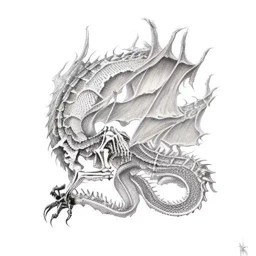 Skeleton Dragon Clawing Up A Dead Tree To Worship Death