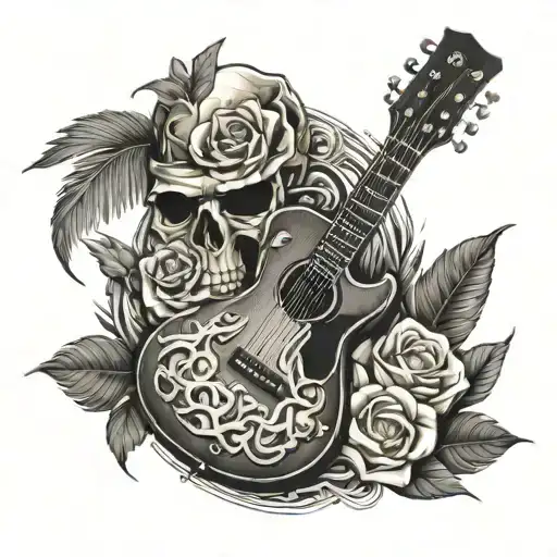 Guitar Skull Palm Beach Retro