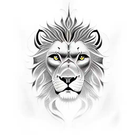 A Fierce Blackwork Tattoo Of A Roaring Lion Wearing A Heavy Metal Band T-shirt