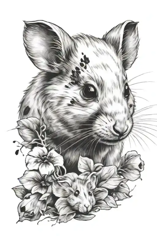 Hamster With Paw Print With Dog And Paw Print On Thigh