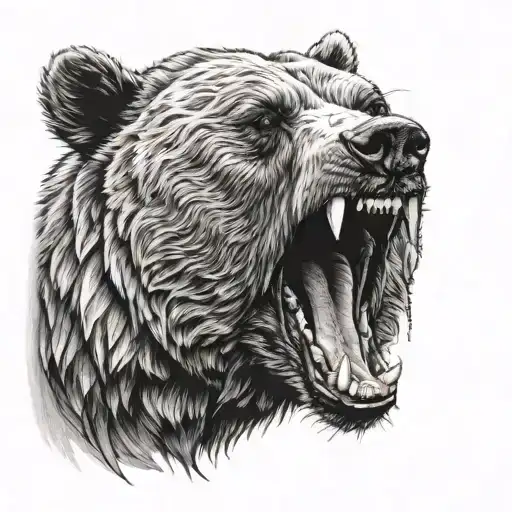 Half Bear With Emphasis On Head Roaring