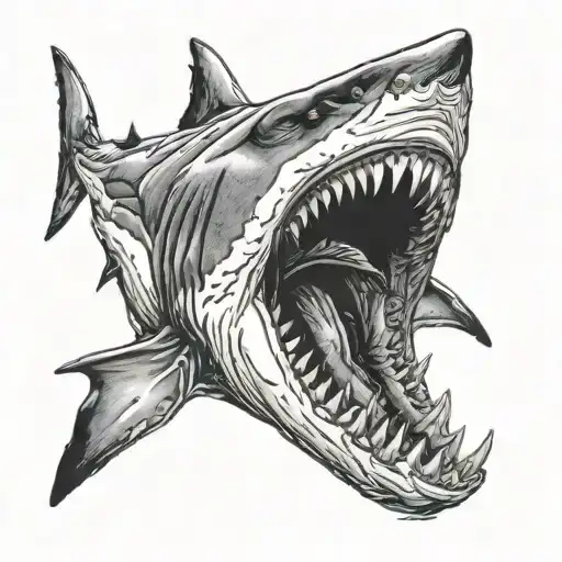 Shark On The Whole Shoulder That Mouve Goes To The Arm