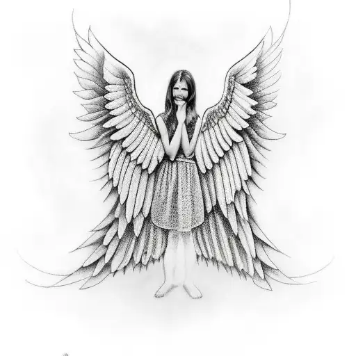 A Realistic Depiction Of A Best Friend Angel With Wings Spread Wide