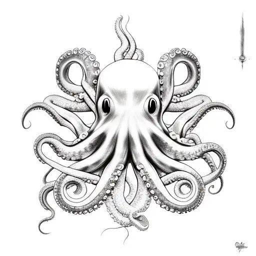 Octopus In Front Of Sun Rays