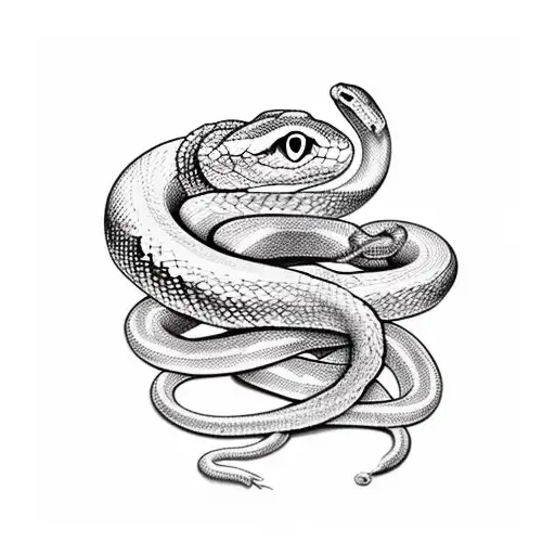 Snake With Apple And Hand