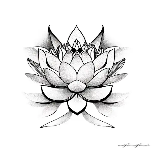 Lotus Flower With Lily Flower And Leaves