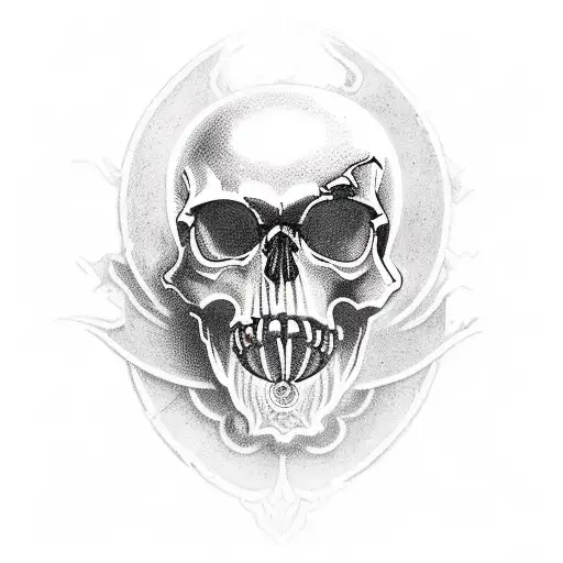 A Ruined Servo-skull From The Warhammer 40K Universe From Which A Pillar Of Light Emanates