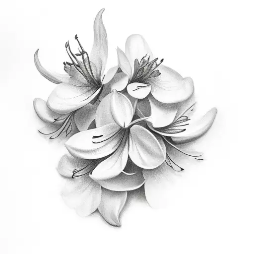 Honeysuckle Flower Black And Grey