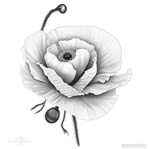 Poppy Flower Black And Grey