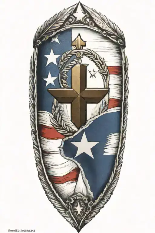 Texas Flag With 10 Feathers And Arrowhead