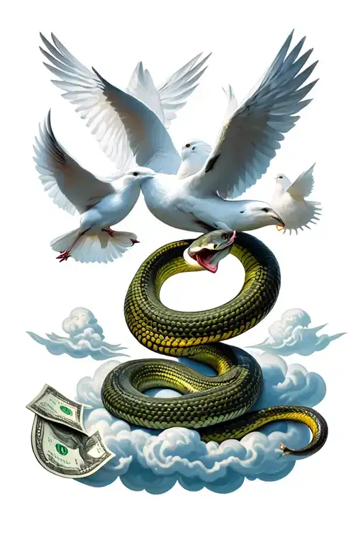 Snake Money White Doves Clouds Loyalty Family