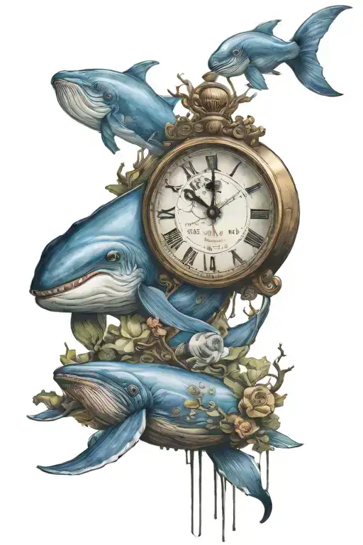 Blue Whale Banksy Girl Clock