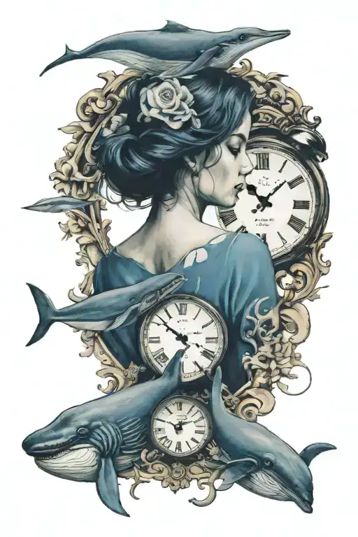 Blue Whale Banksy Girl Clock