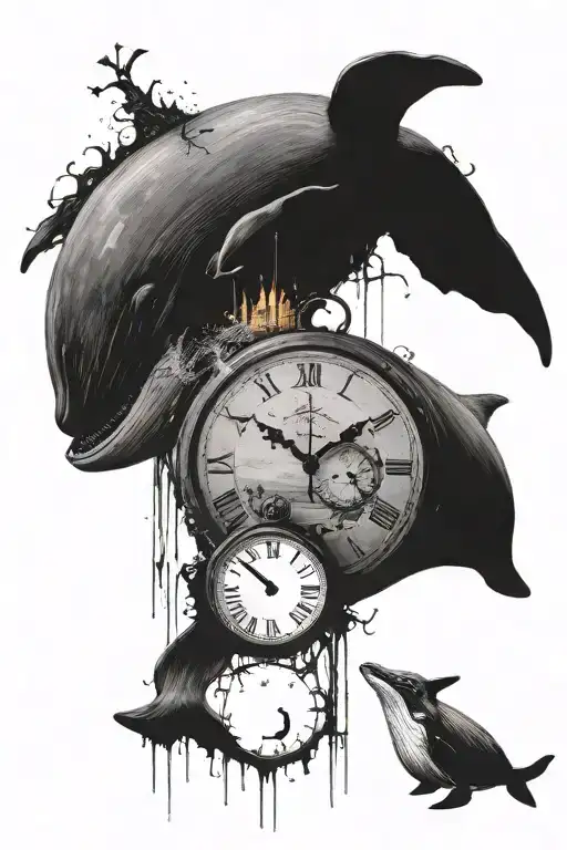 One Whale And A Banksy Girl And A Clock Dissolving