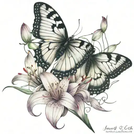 Spider Lily Flowers And Lunar Moth