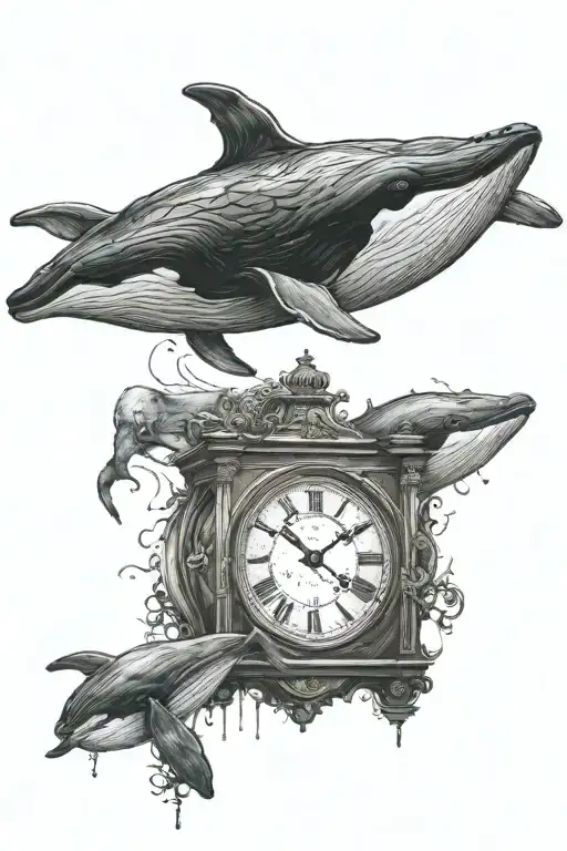 One Whale And A Banksy Girl And A Clock Dissolving