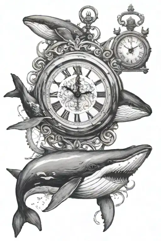 One Whale And A Banksy Girl And A Clock Dissolving