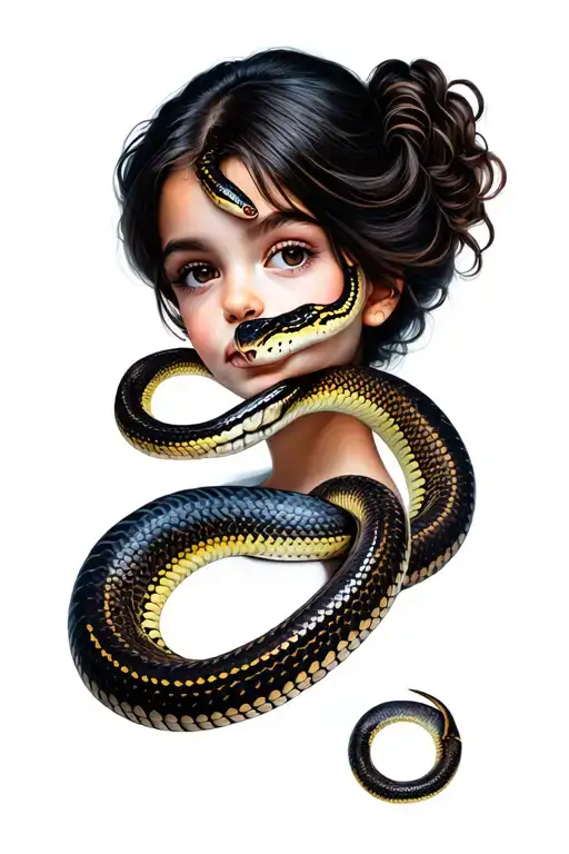 Girl And Snakes Portrait
