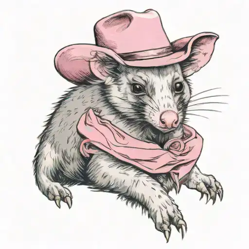 A Possum Wearing A Pink Cowboy Hat