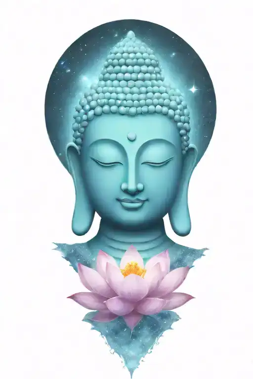 Buddha And Galaxy Background With Lotus