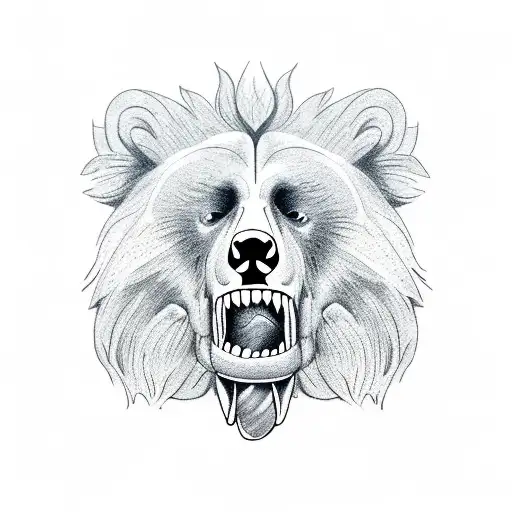 Dog Licking Feet With Bear With Skull Lion