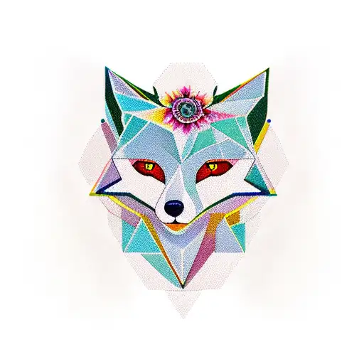 Geometric Fox In Flowers