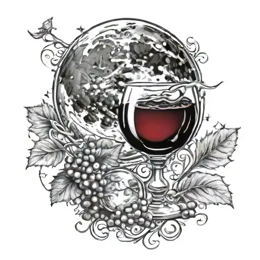 Moon And Glass Of Wine