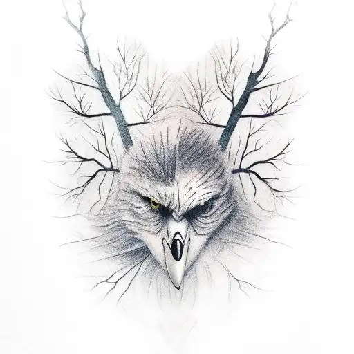 Crow Turns Into The Trees