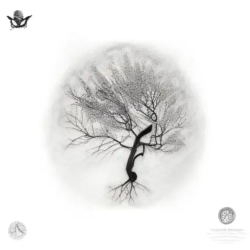 Crow Sitting At Tree Branch