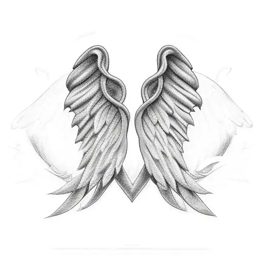 Women With Angel Wings In Fetal Position