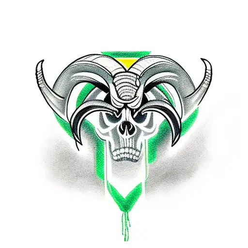 Rams Skull With Light Green Hue