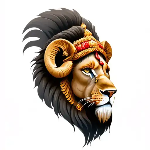 Shree Ram And Lion