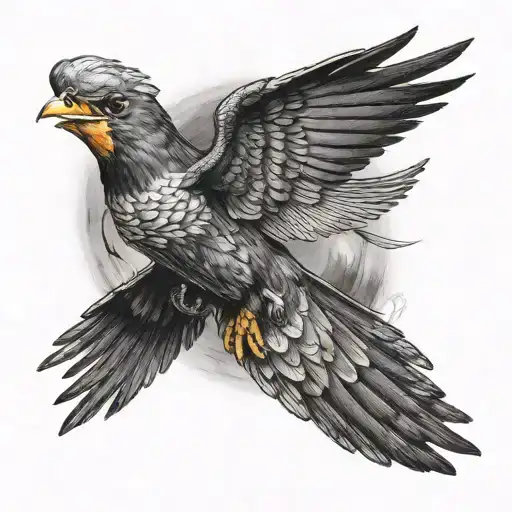 Swallows Opening Their Wings Spread And A Bull Head