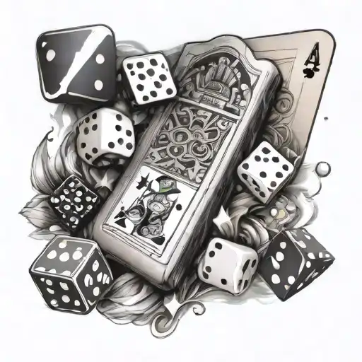Create A Sleeve Tattoo Featuring A Casino Scene With Playing Cards And Dice