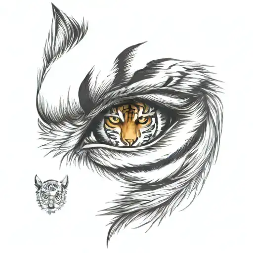 Wolf Eye With Tiger Half Head